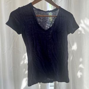 Navy Blue J-Crew Linen V-neck Tshirt